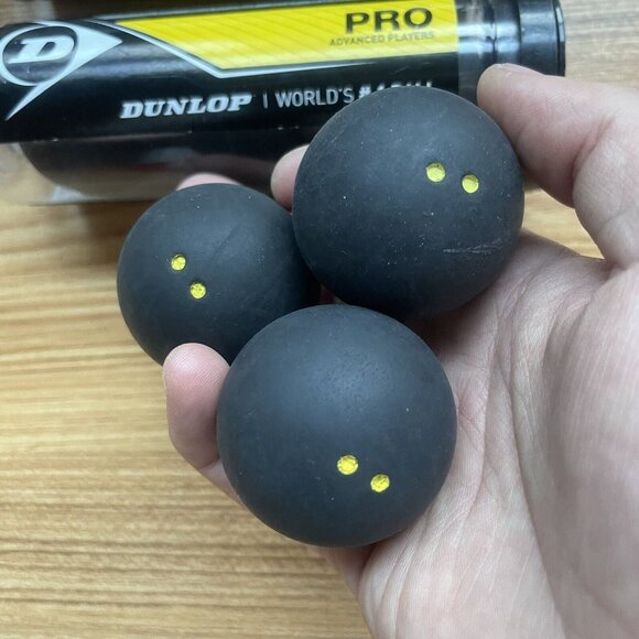 Dunlop Pro Double Dot Squash Balls WSF PSA Official Yellow Ball Set of 12 Used - Picture 2 of 2